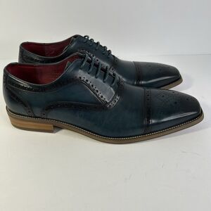Asher Green Mens Size 8.5 AG114 Leather Cap Toe Oxfords Teal